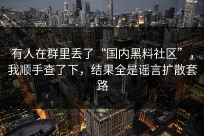 有人在群里丢了“国内黑料社区”，我顺手查了下，结果全是谣言扩散套路