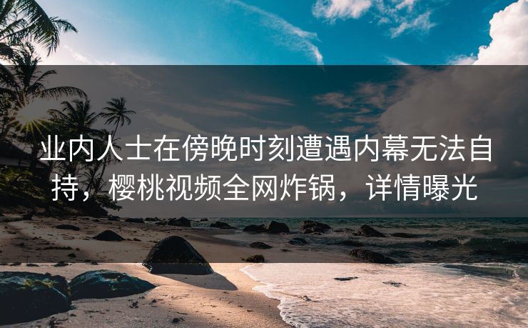 业内人士在傍晚时刻遭遇内幕无法自持，樱桃视频全网炸锅，详情曝光