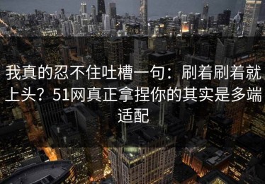 我真的忍不住吐槽一句：刷着刷着就上头？51网真正拿捏你的其实是多端适配