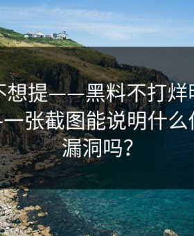 我原本不想提——黑料不打烊明星黑料刷屏——一张截图能说明什么你能看出漏洞吗？