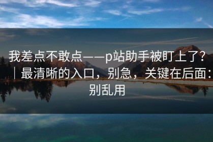 我差点不敢点——p站助手被盯上了？｜最清晰的入口，别急，关键在后面：别乱用