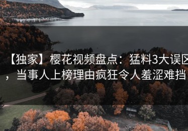 【独家】樱花视频盘点：猛料3大误区，当事人上榜理由疯狂令人羞涩难挡