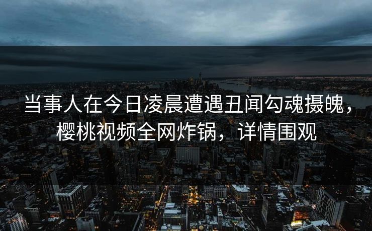 当事人在今日凌晨遭遇丑闻勾魂摄魄，樱桃视频全网炸锅，详情围观