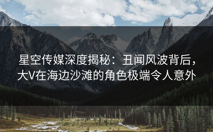 星空传媒深度揭秘:丑闻风波背后,大V在海边沙滩的角色极端令人意外 星空传媒深度揭秘:丑闻风波背后,大V在海边沙滩的角色极端令人意外