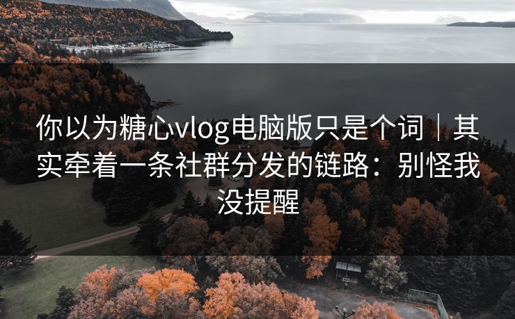 你以为糖心vlog电脑版只是个词｜其实牵着一条社群分发的链路：别怪我没提醒